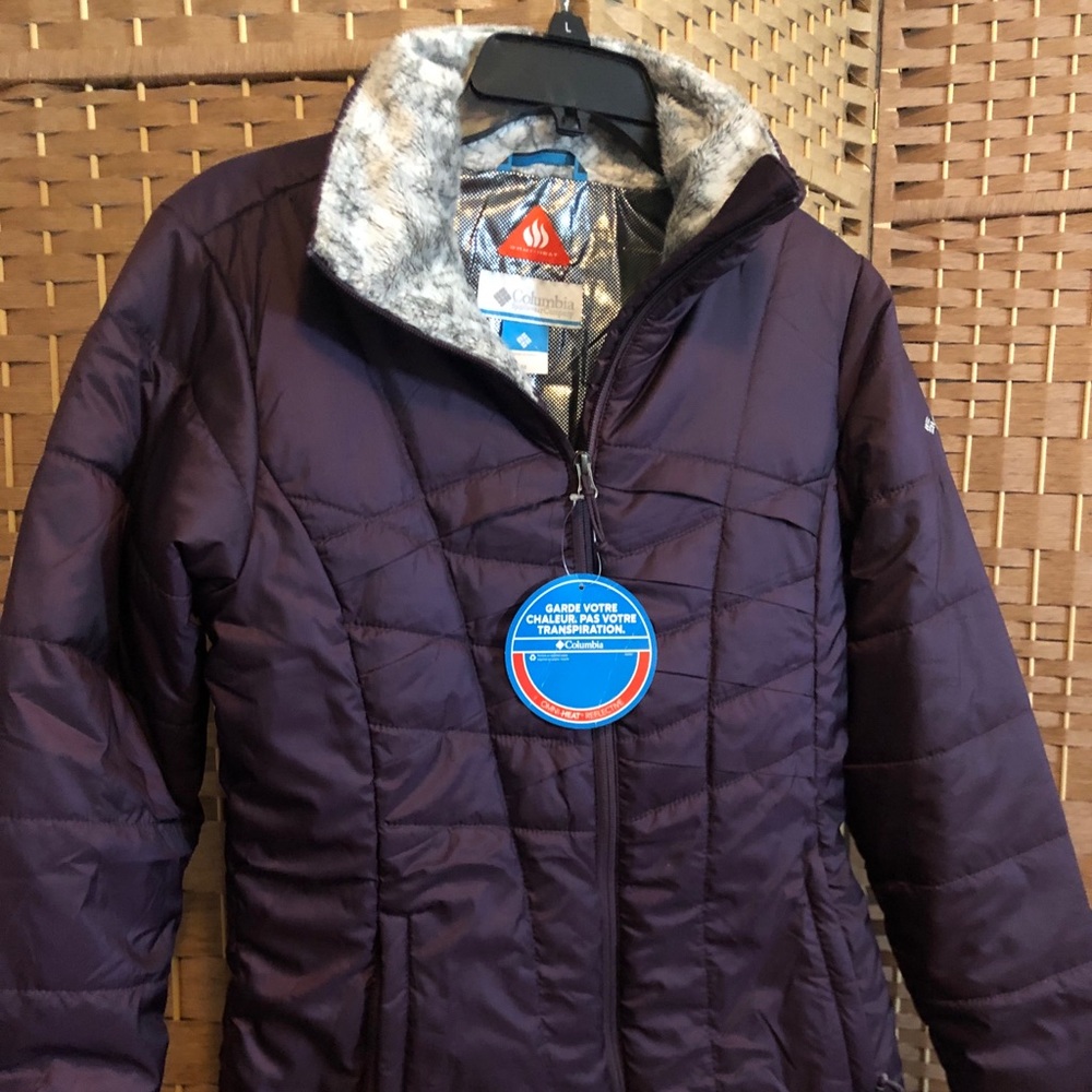 Never Worn Plum Columbia Jacket with Fur Collar
